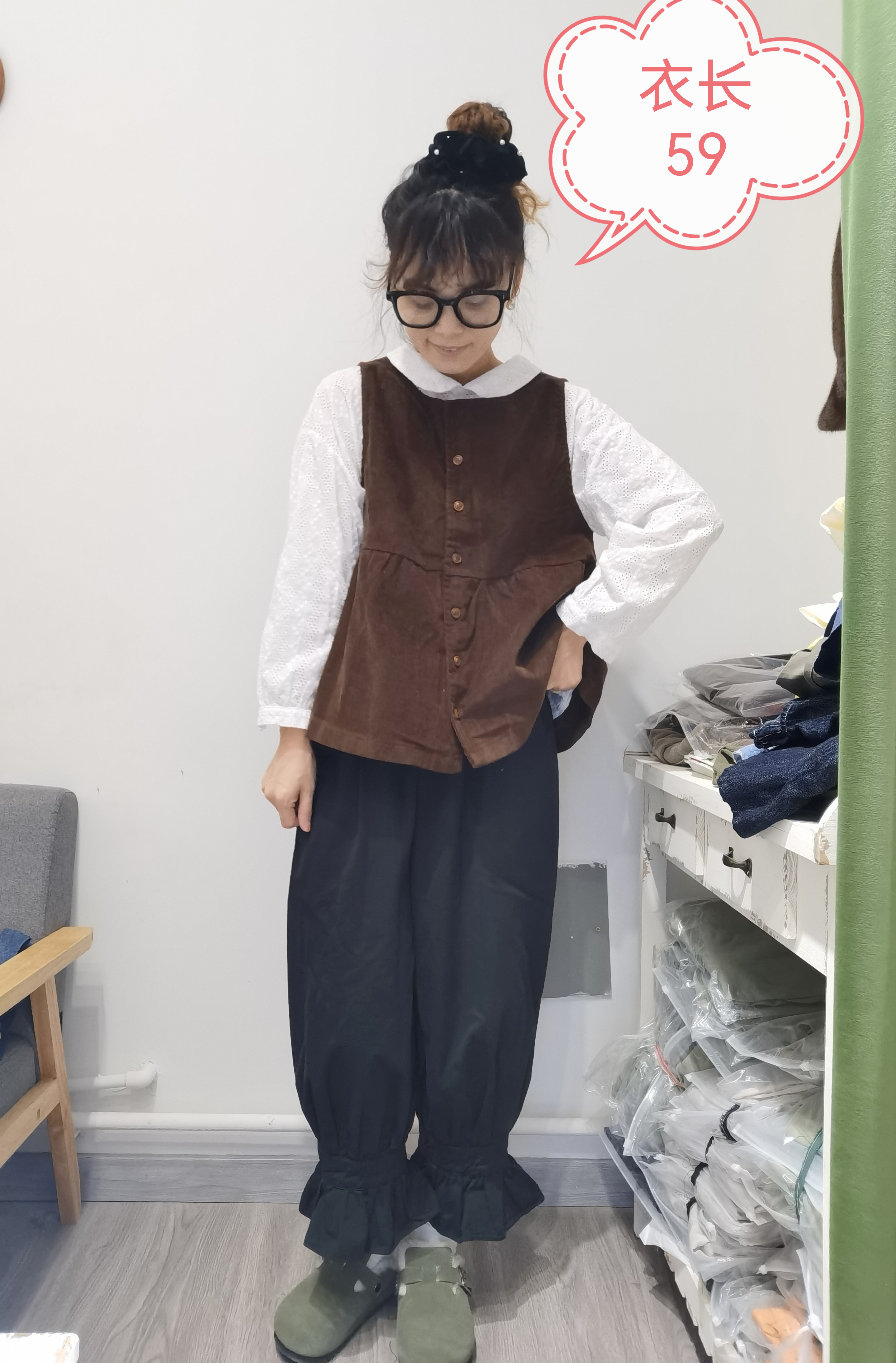 春季甜美气质圆领宽松无袖坎肩