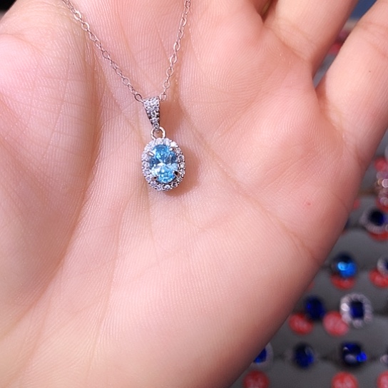 海蓝宝石吊坠(赠链)银S925镶嵌