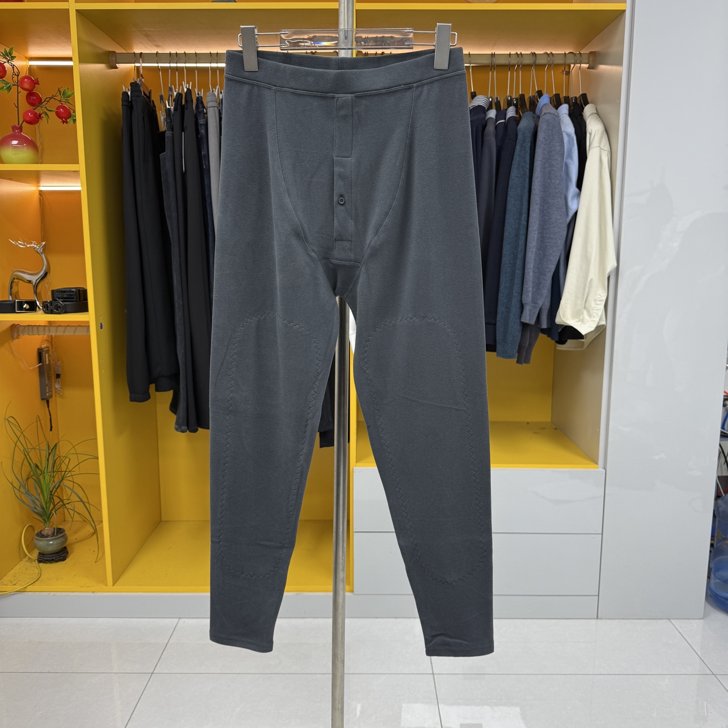 L559男士双面拉毛秋裤柔软亲肤弹力秋冬贴身保暖内穿男士秋裤