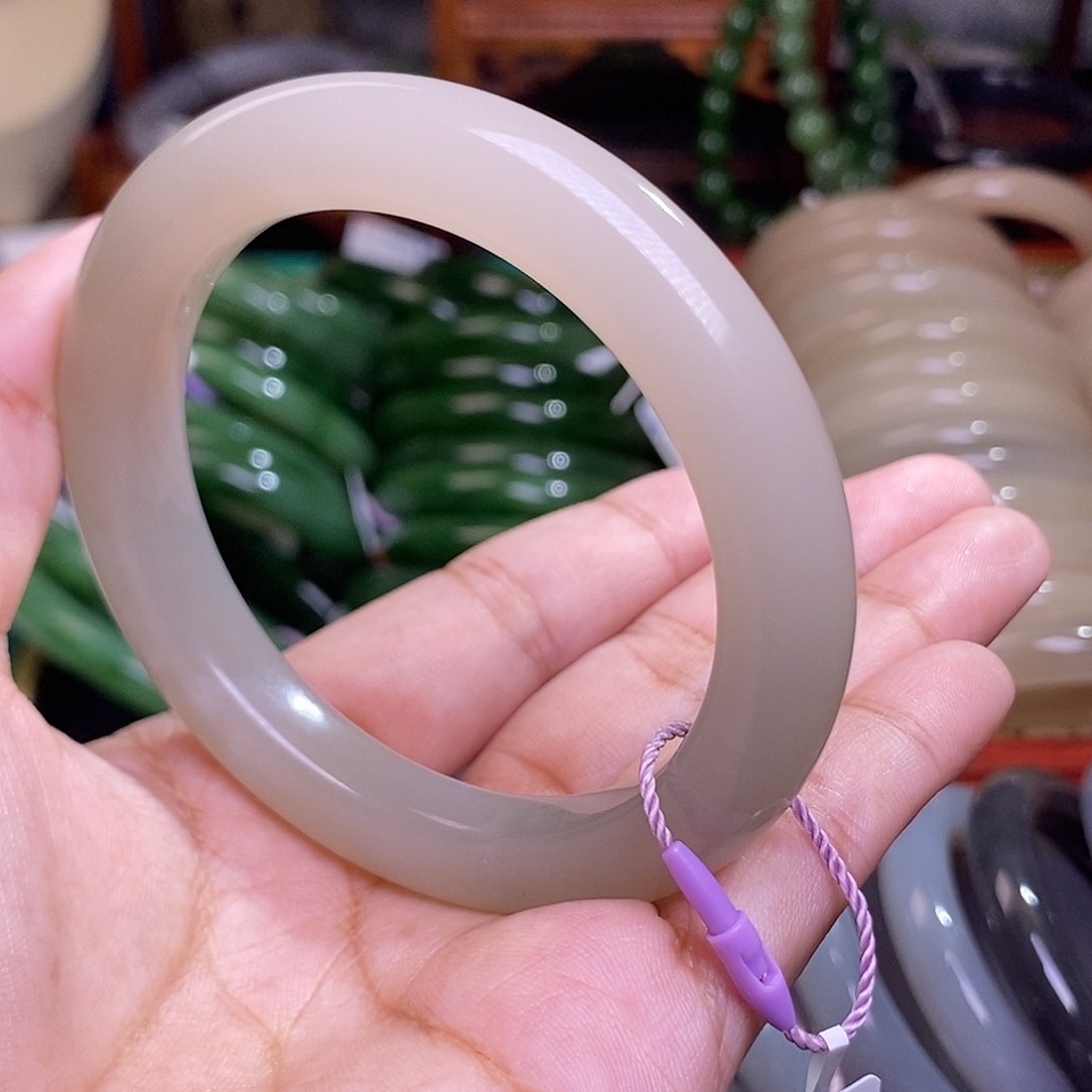 和田玉藕粉老料手镯56圈未镶嵌@*柔