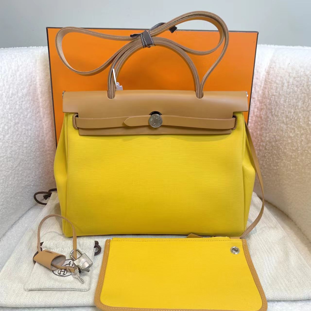 99新 Hermes/爱马仕 壹臻/日光黄银扣herbag3 1 w刻 29913280