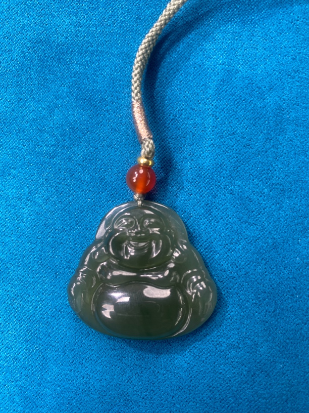 （德璋珠宝）天然和田玉青海湖水绿32mm一刀切佛公吊坠挂坠多样性发