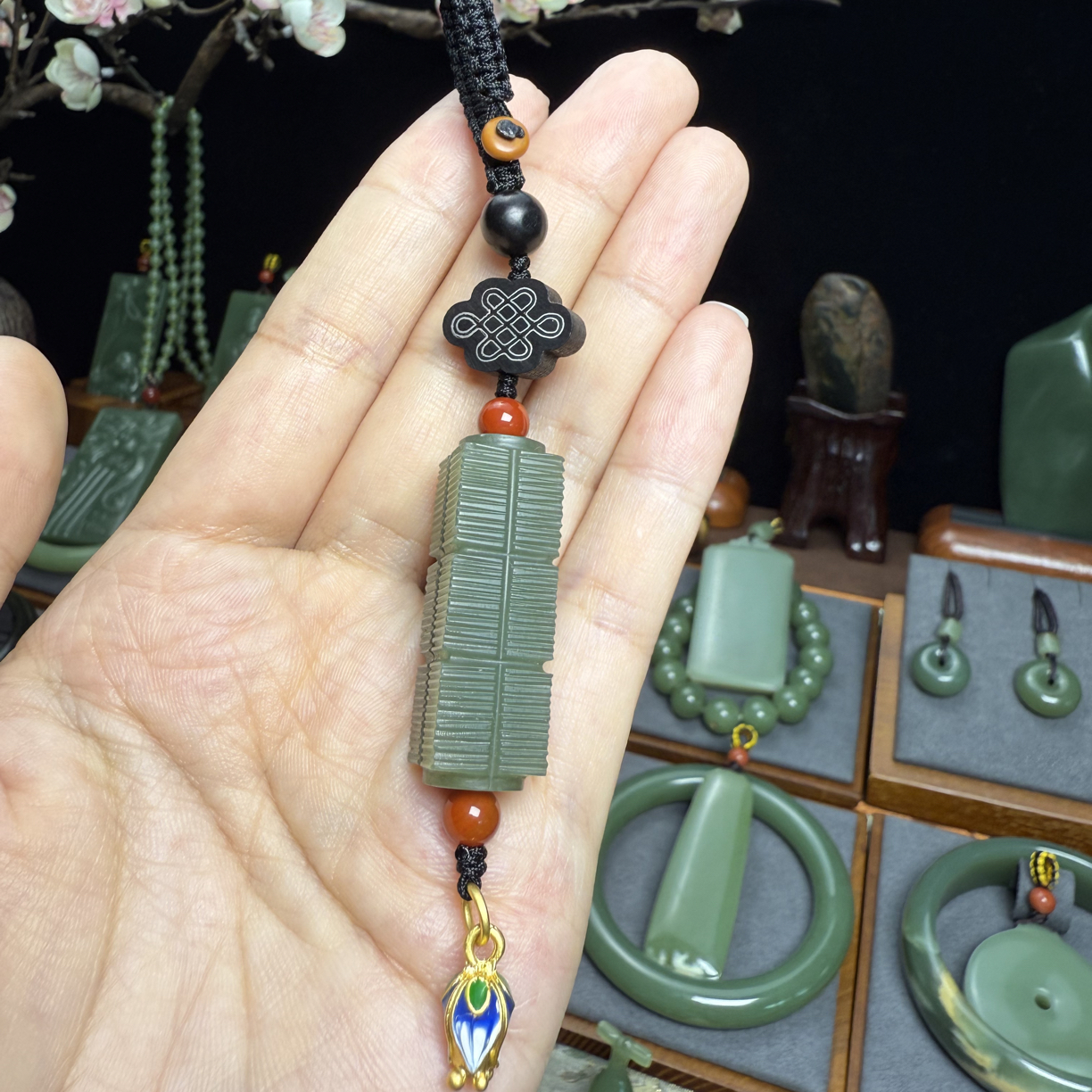 析木绿玉勒子小挂件