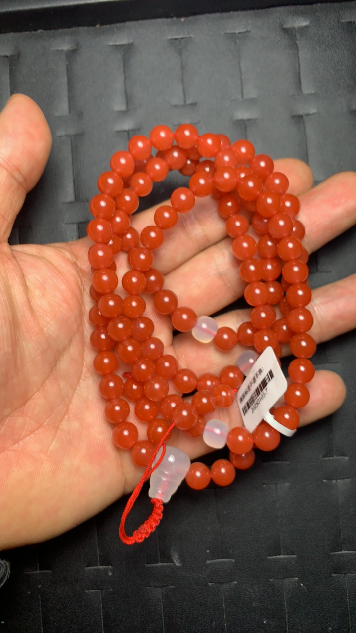 20250105-7天然原矿南红冰红7mm多圈108