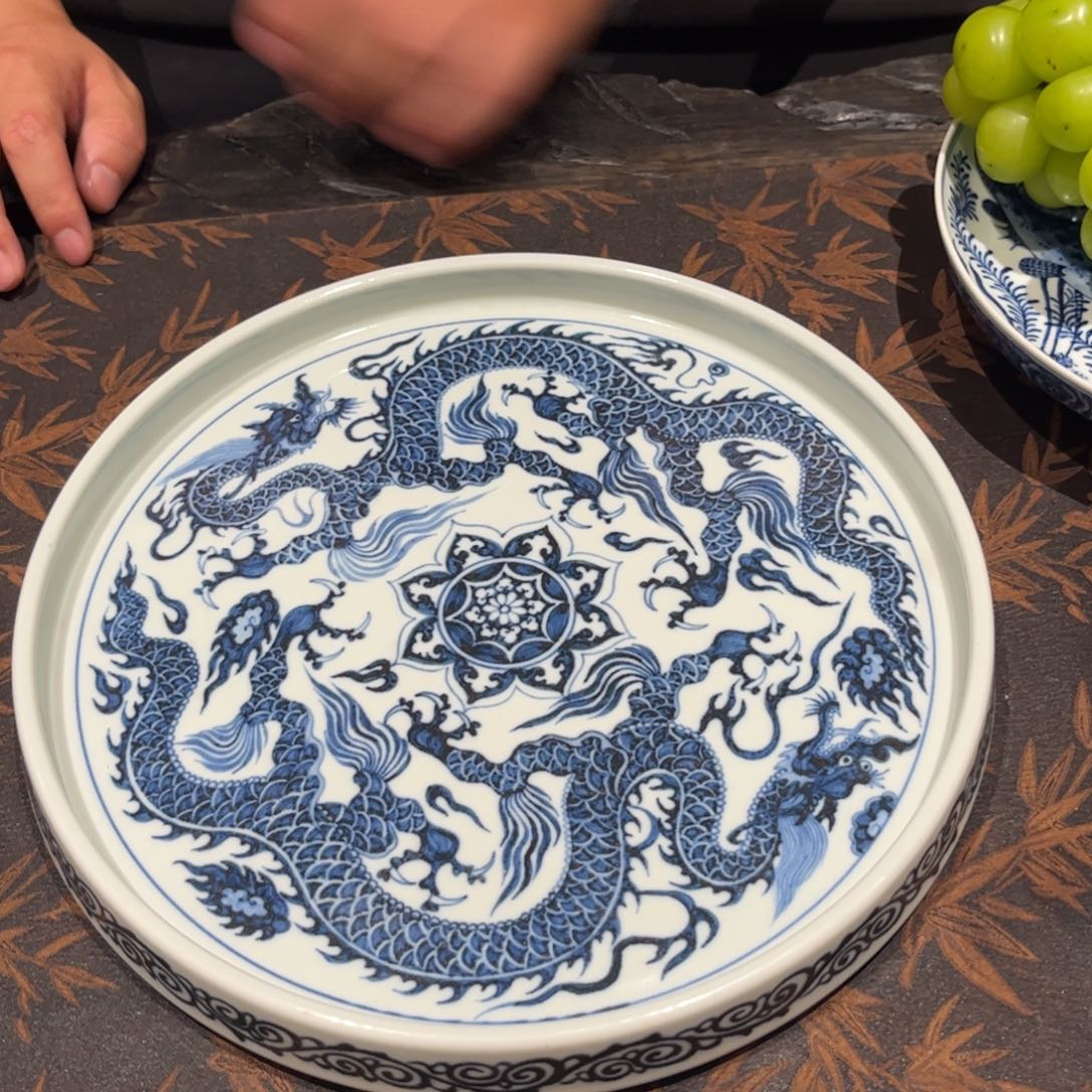 瓷片微瑕双龙27尺寸大茶盘