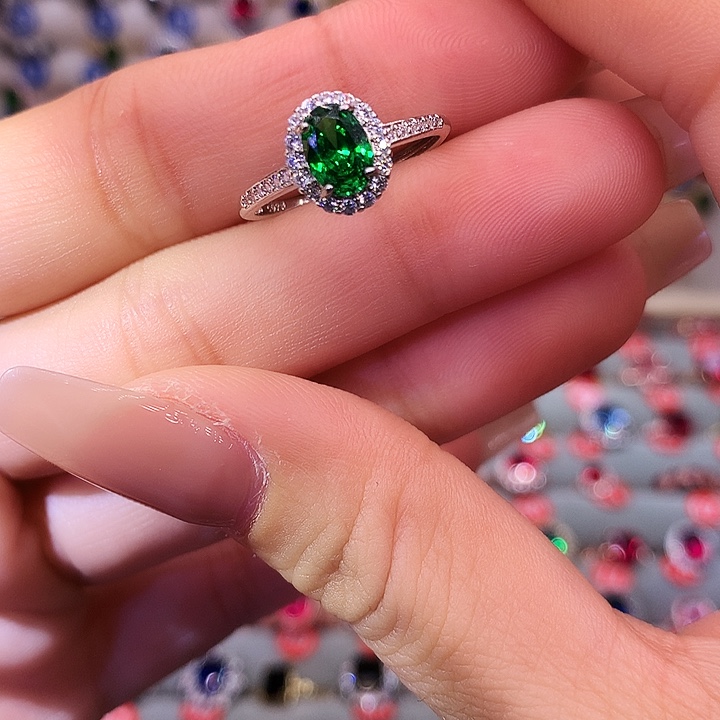 透辉石戒指银S925镶嵌