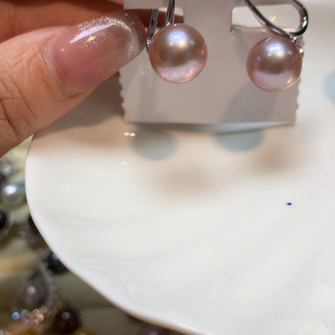 淡水珍珠耳饰银S925镶嵌