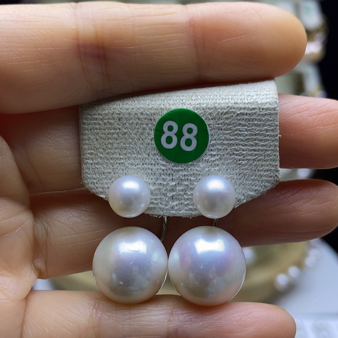 淡水珍珠银S925镶嵌耳饰