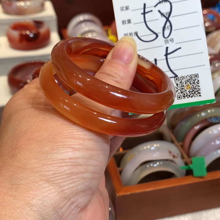玛瑙/玉髓手镯未镶嵌流*雨56，58