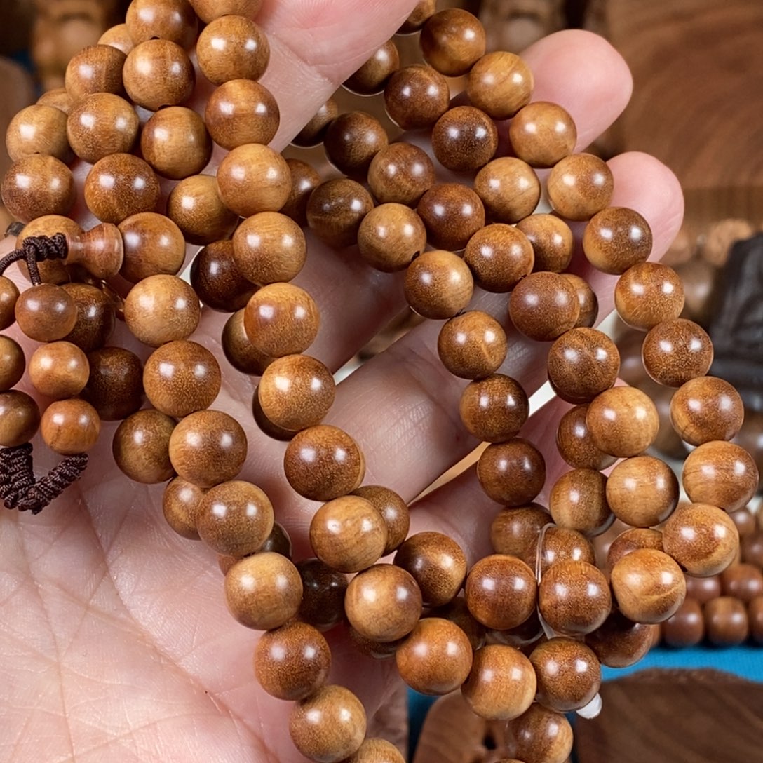 星***轩手串/手链檀香木印度老山檀香树头水波沉水0.8*108