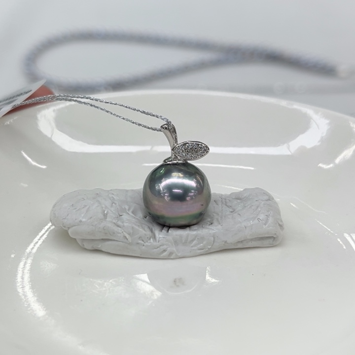 银S925镶嵌吊坠(不含链)海水珍珠12-13m