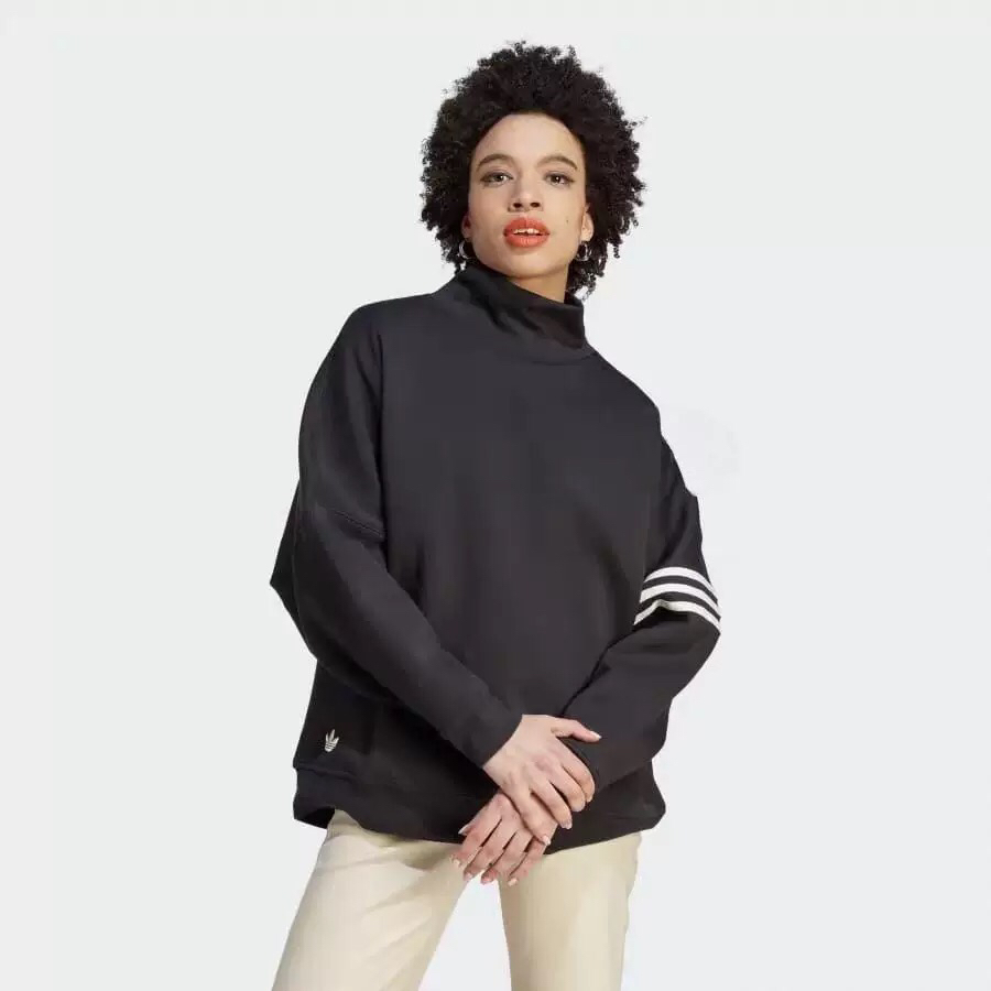 Adidas阿迪达斯SWEATER三叶草运动休闲宽松高领套头衫卫衣IM1817