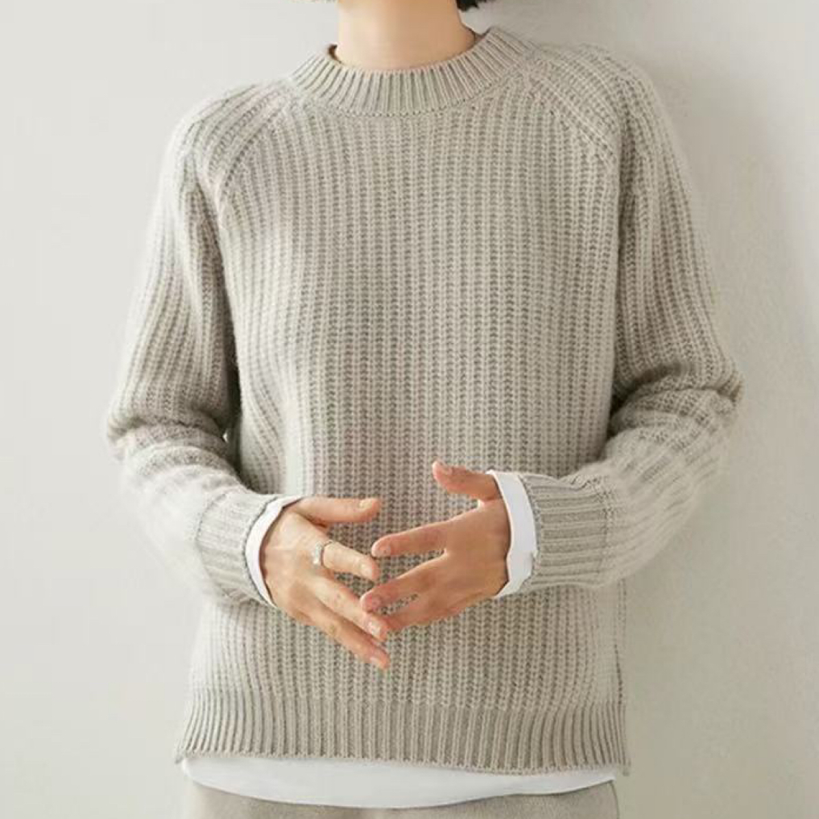 新款秋冬加厚圆领针织毛衣设计感打底衫6346