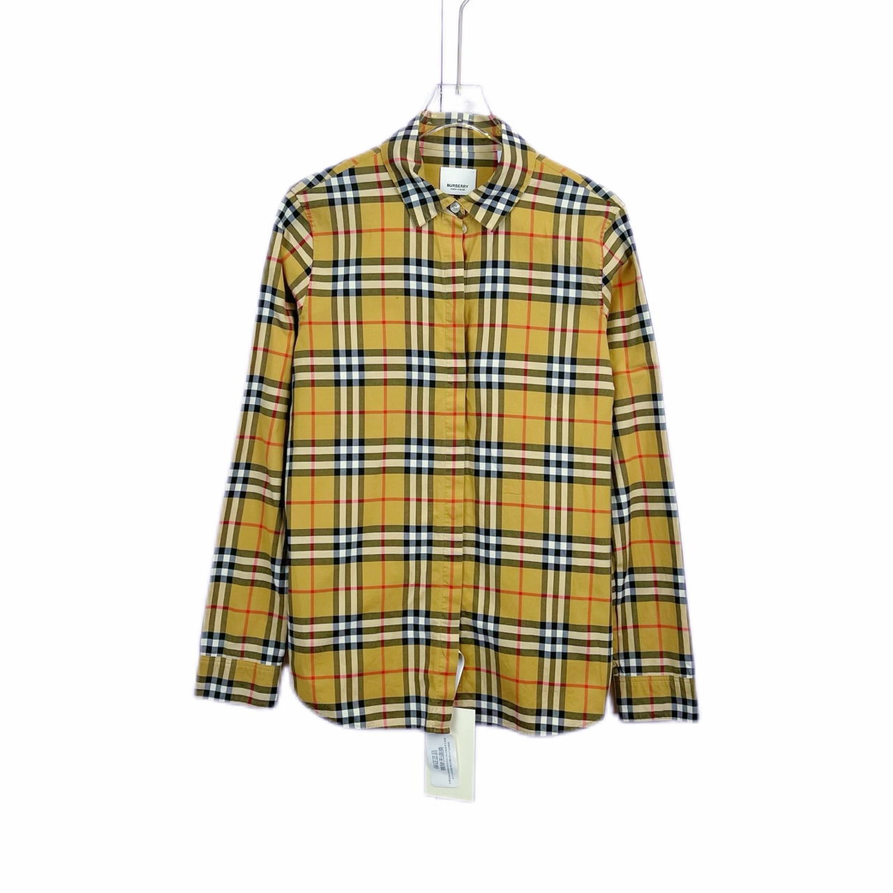 99新 BURBERRY/博柏利 011502 经典格纹翻领长袖衬衫 38码
