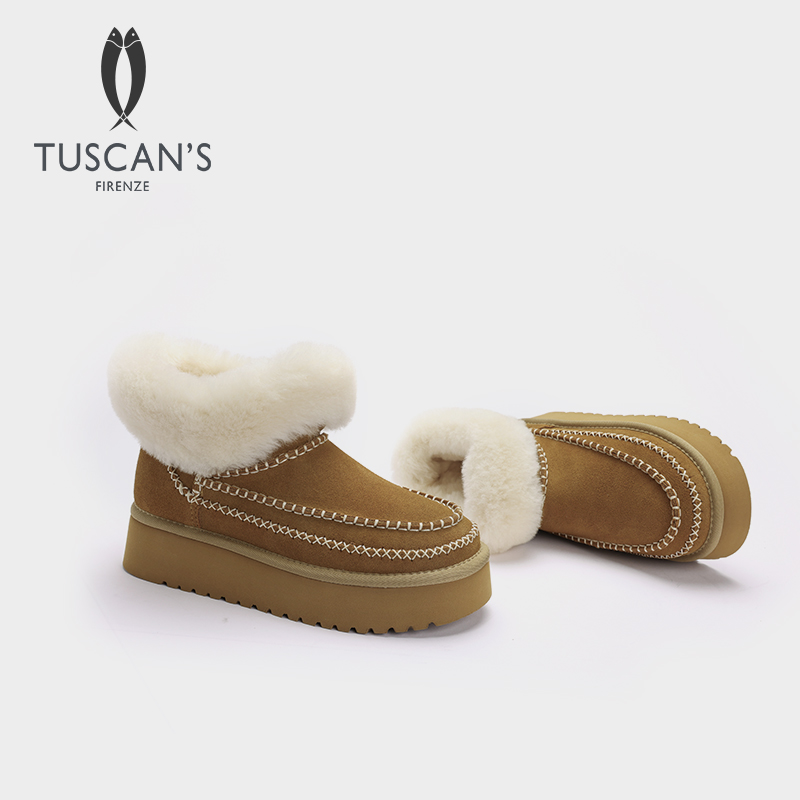 TUSCAN'S皮毛一体短筒时尚雪地靴冬季保暖厚底女靴靴子