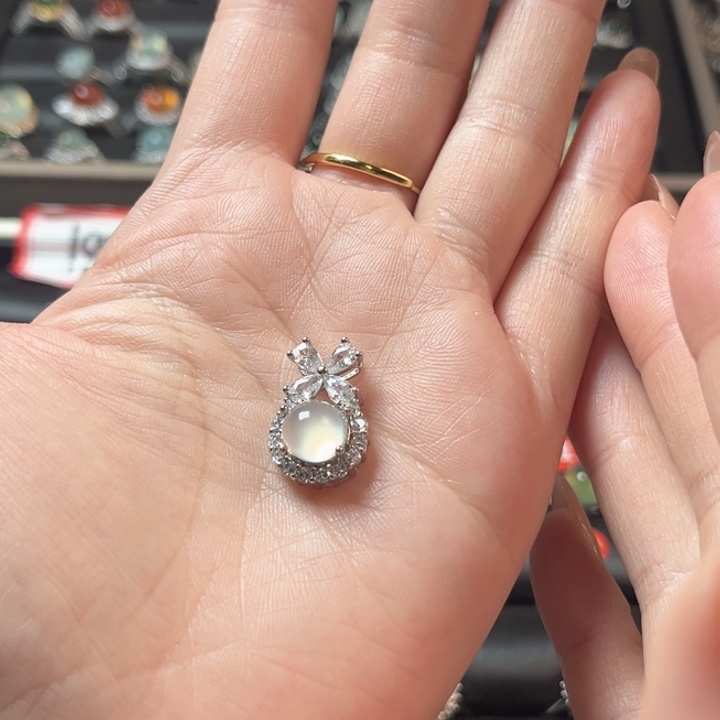 蛇纹石玉银S925镶嵌戒指