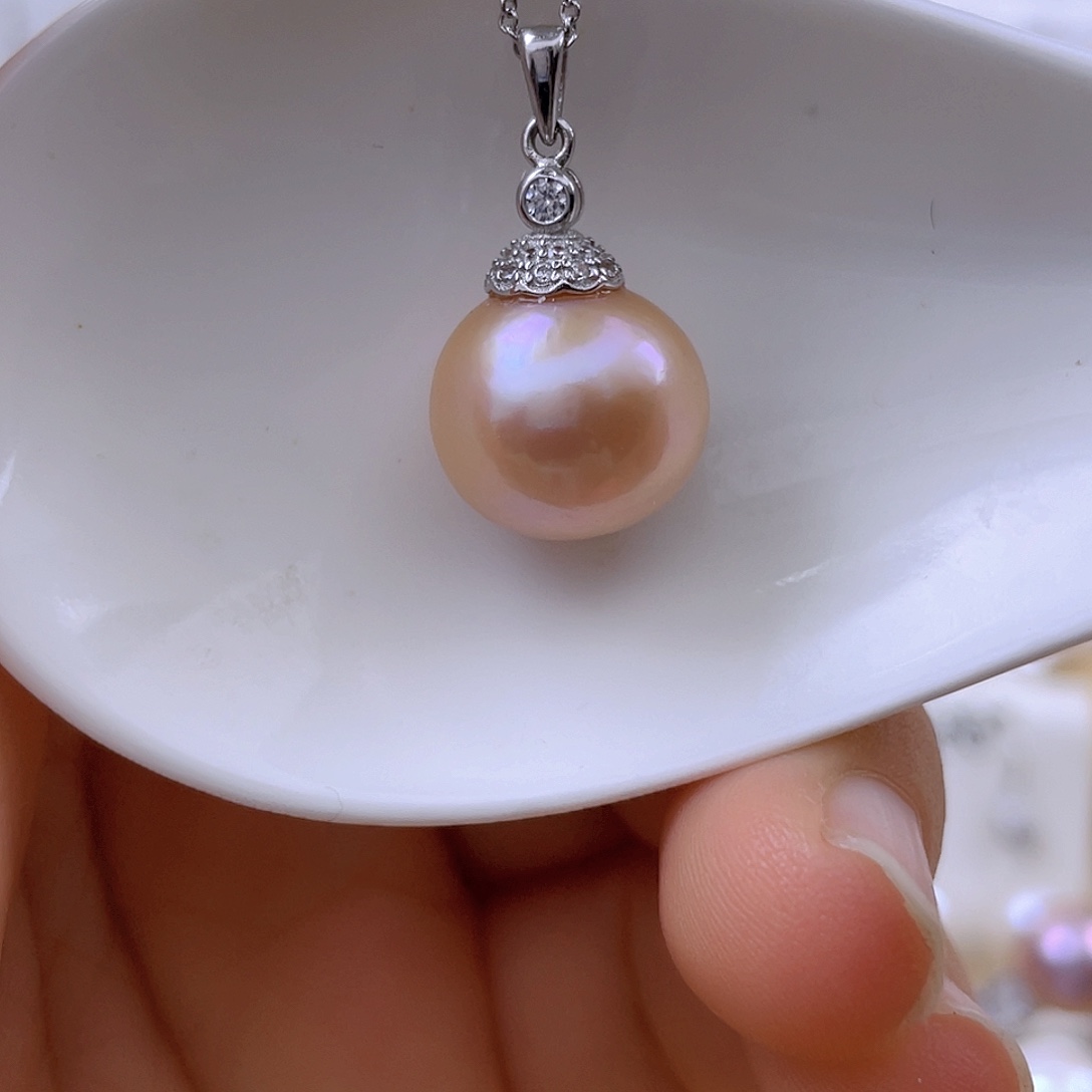 淡水珍珠银S925镶嵌吊坠(赠链)