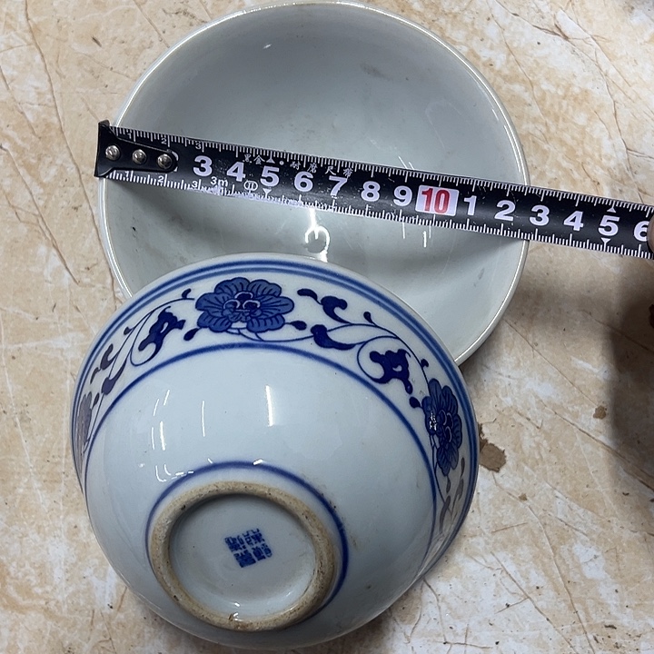 陶摆件2个12.5厘米芙蓉花碗