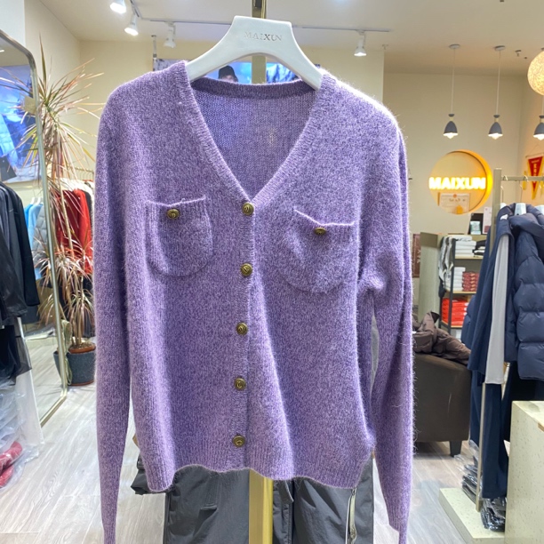 麦寻秋冬新款时尚V领显瘦气质针织开衫mykls06y