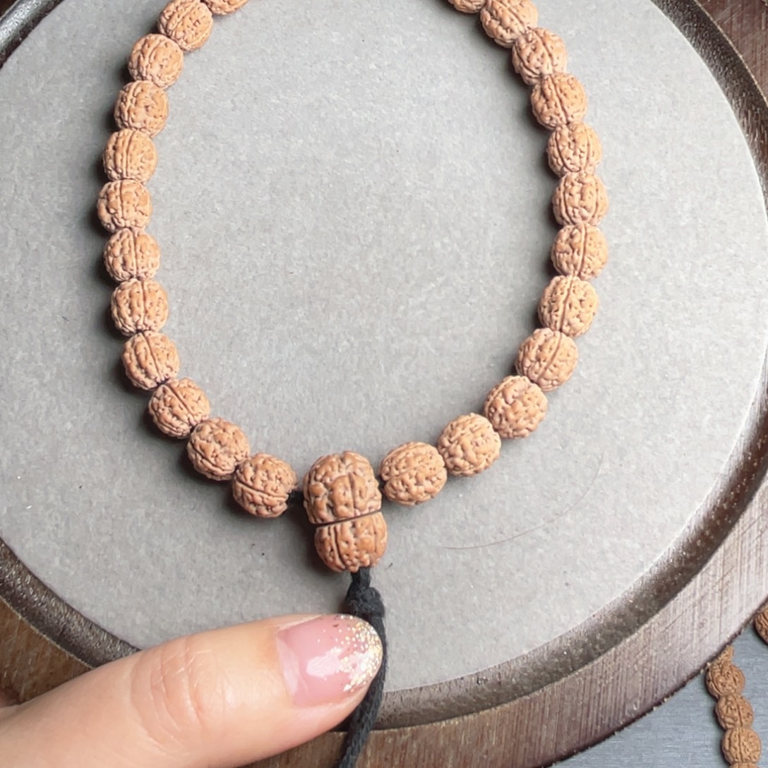 难***涂金刚菩提吊坠盘龙纹手持