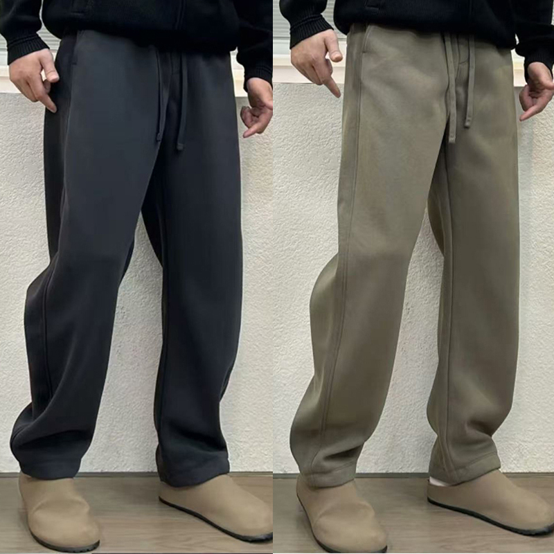 秋冬新款纯色加厚休闲卫裤男士松紧腰宽松百搭运动裤直筒简约长裤