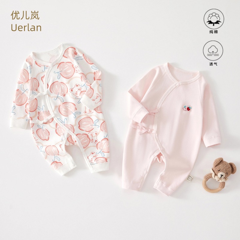 新生婴儿儿蝴蝶衣服春秋四季纯棉无骨和尚服0-3月6初生女宝宝哈衣