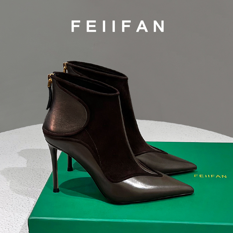 尖头短靴2025秋冬新款女士细跟高级感不累脚绝美高跟鞋3792