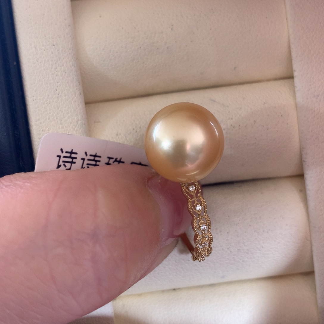海水珍珠戒指18K金镶嵌