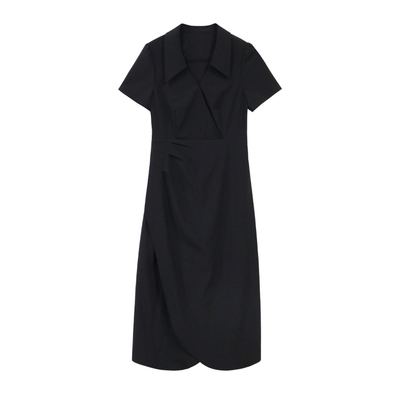 青青【墨尔本】夏季气质黑色收腰简约显瘦小黑裙女装连衣裙DM21202