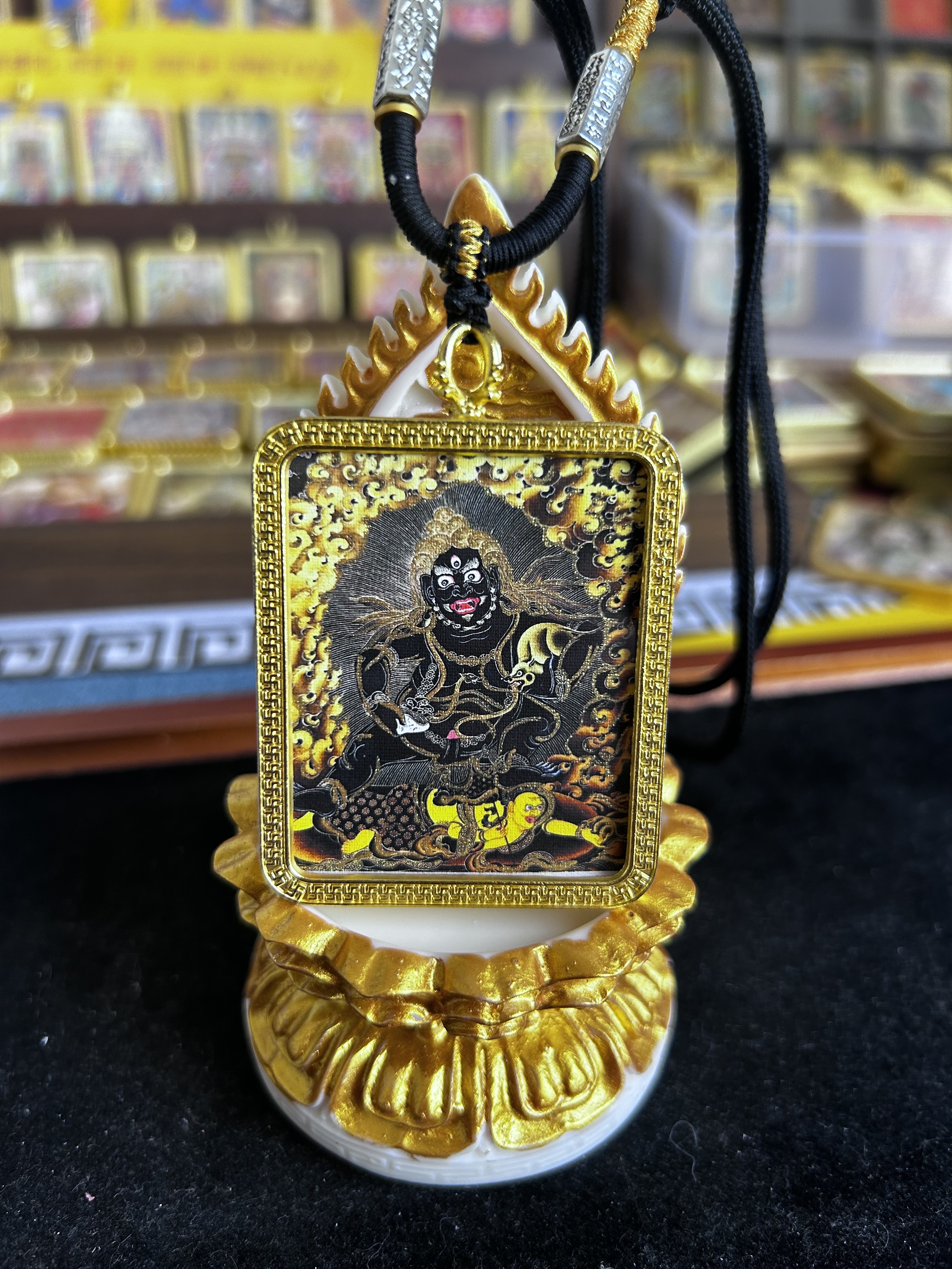 黑金黑财神大黑天双面转财运开财门快速来财黑财神扎基黑财神唐卡