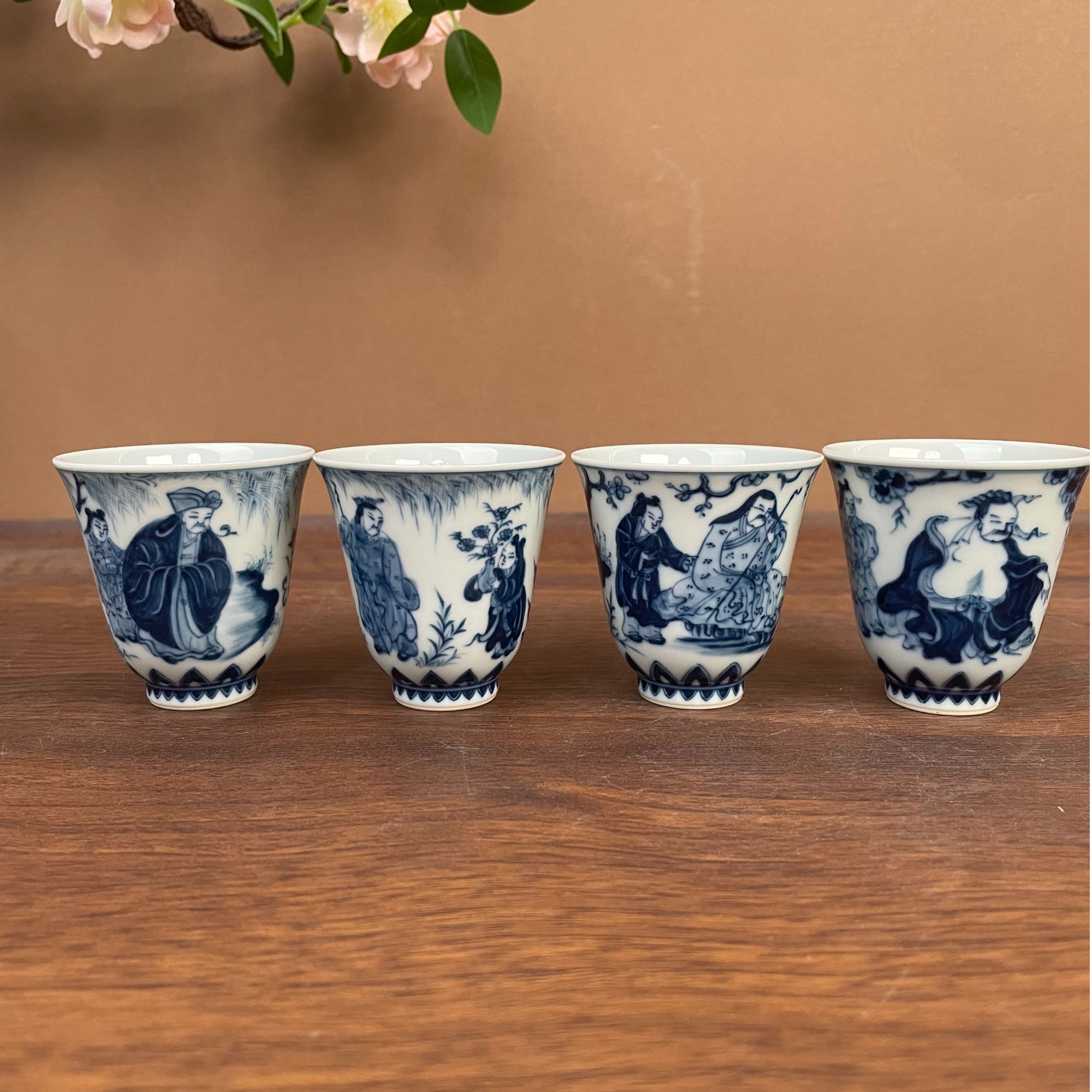 【记石柴窑】四爱图闻香杯80cc 手工手绘景德镇茶具