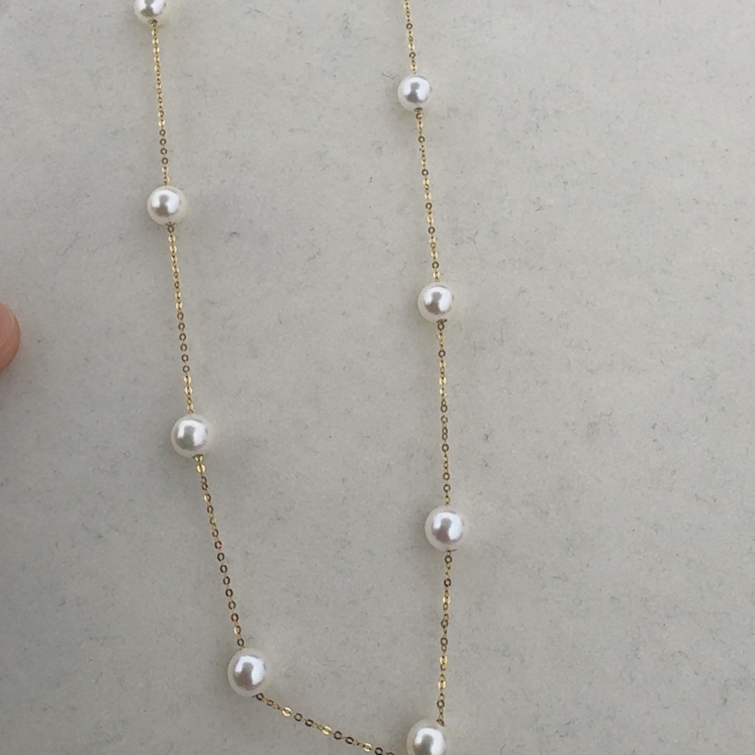 18K金镶嵌颈饰海水珍珠AK珠正圆无暇5-6mm