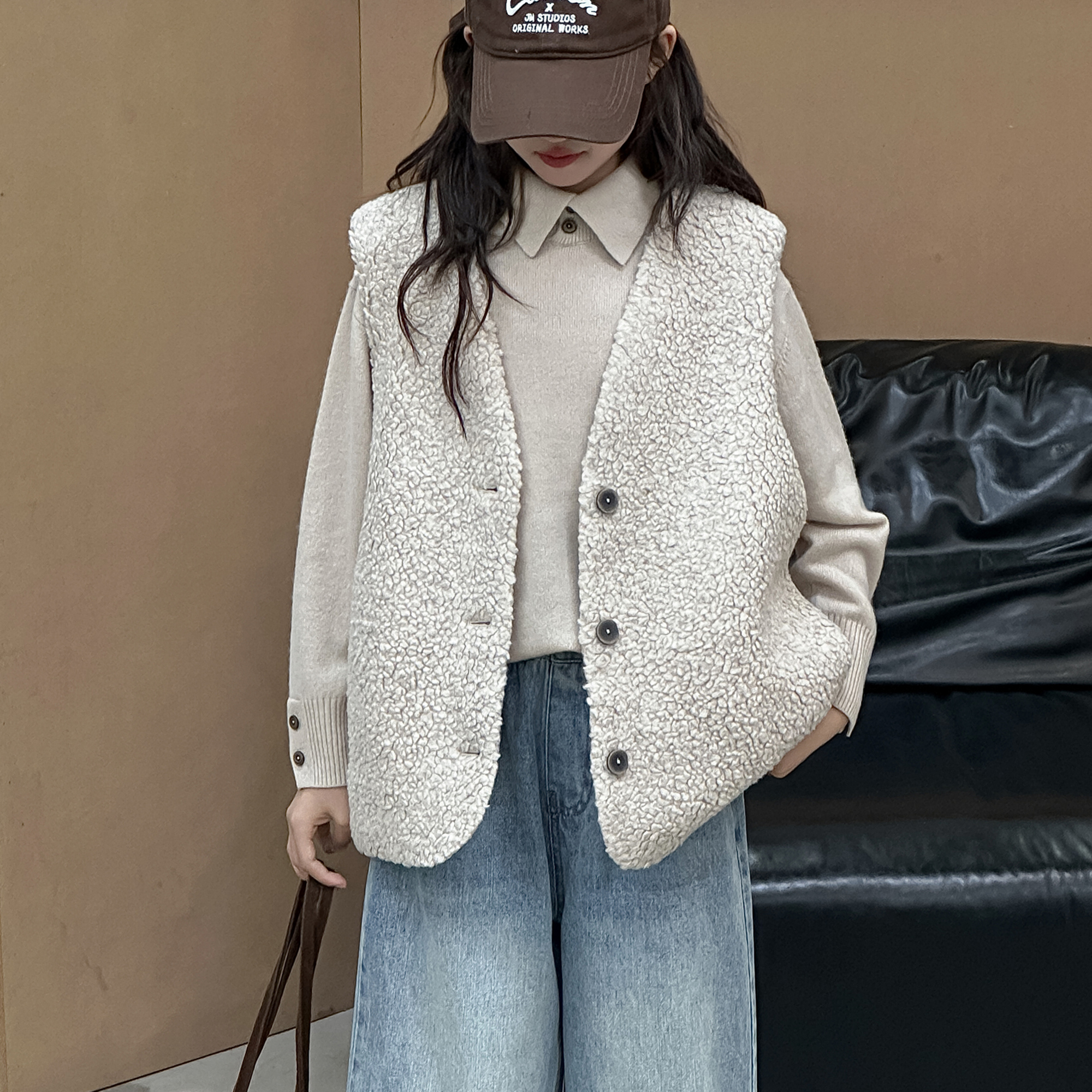 童装女童秋装马甲2025新款中大童春秋时髦坎肩羊羔毛外套韩版衣服