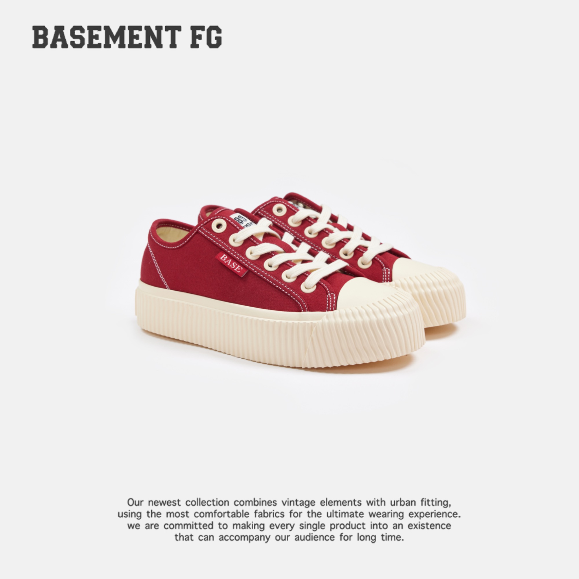 BASEMENT FG 红色 可爱休闲百搭低帮简约厚底帆布鞋 234180014023