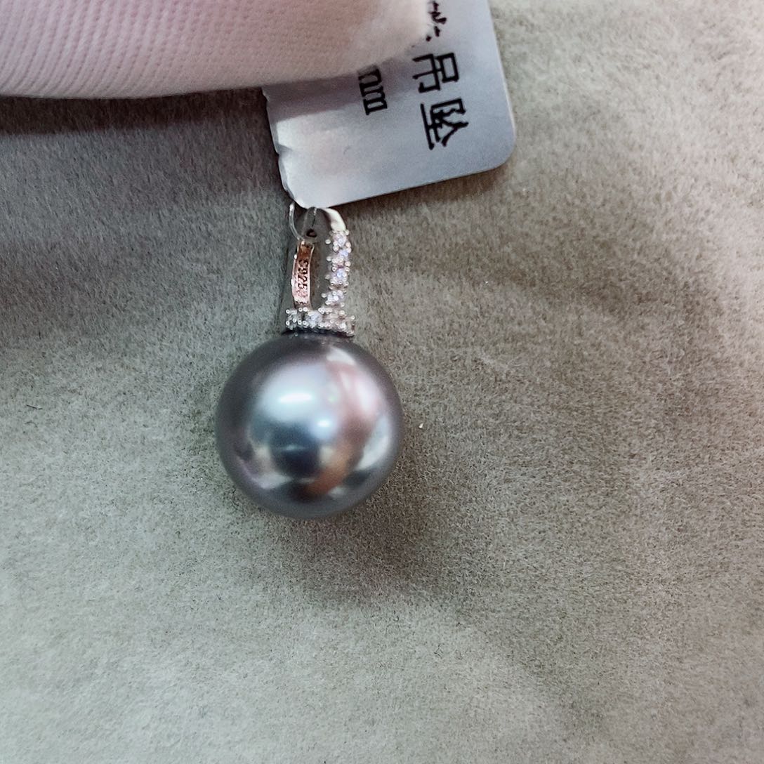 吊坠(不含链)银S925镶嵌海水珍珠11-12