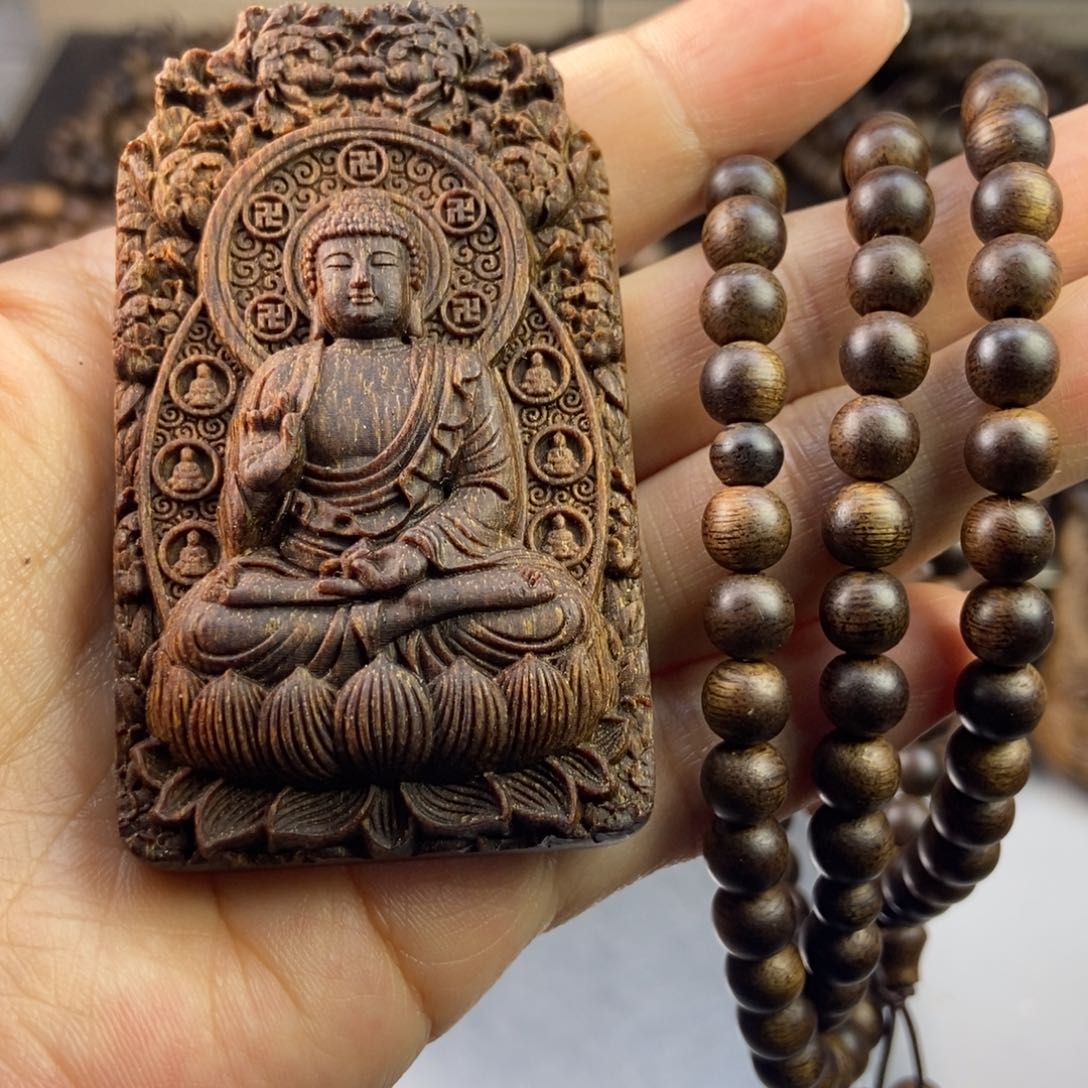 手串沉香L***s越南芽庄白奇楠沉香木牌