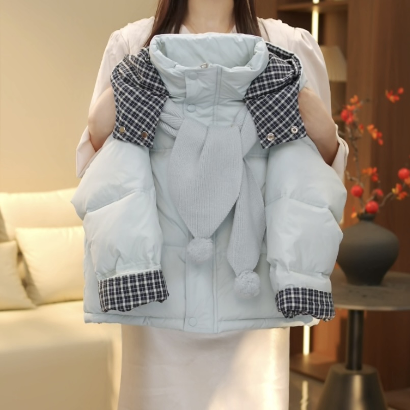 女童冬季棉服外套纯色百搭中大童加厚棉衣潮--Y6155