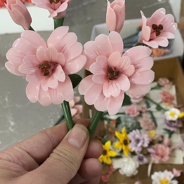 瓷片纯手工陶瓷花摆件1瑕