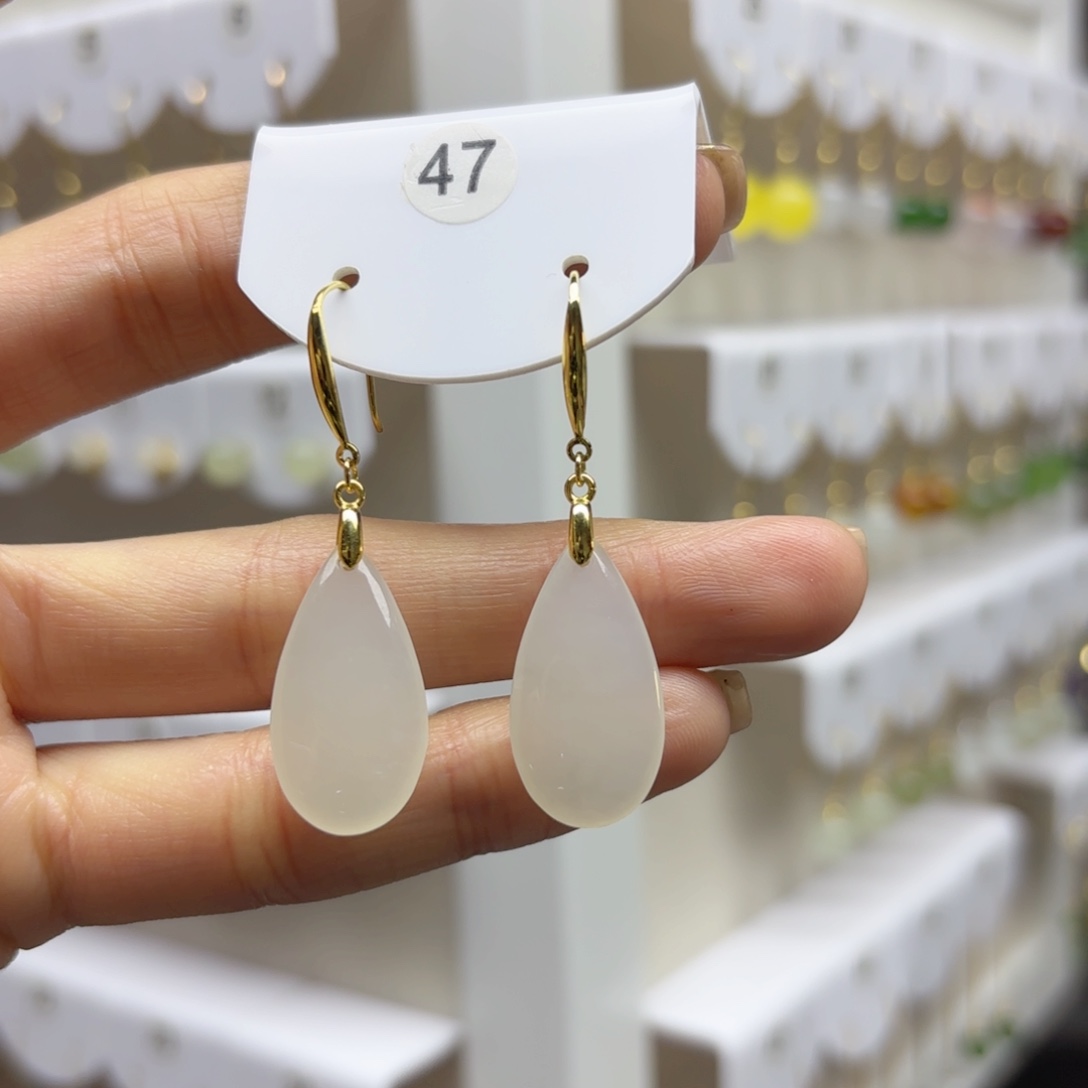 银S925镶嵌和田玉耳饰