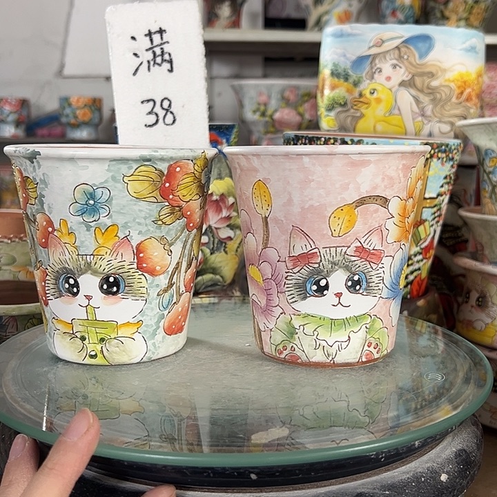 满38包邮 景德镇幸运花盆