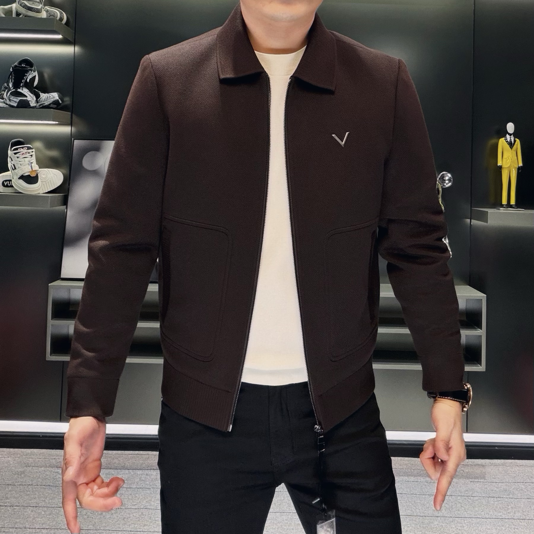 【老钱风羽绒夹克】358男士超正版型针织夹克保暖服饰新年高级感