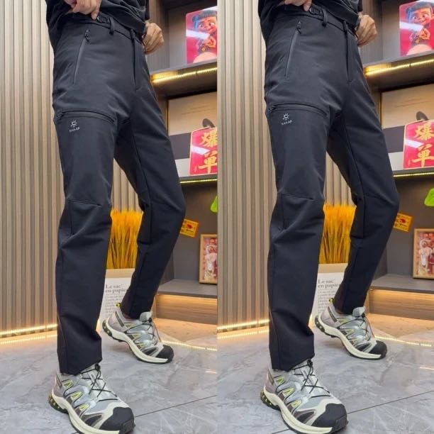 秋冬男士户外登山徒步刺绣软壳三防休闲直筒冲锋长裤百搭弹力裤子