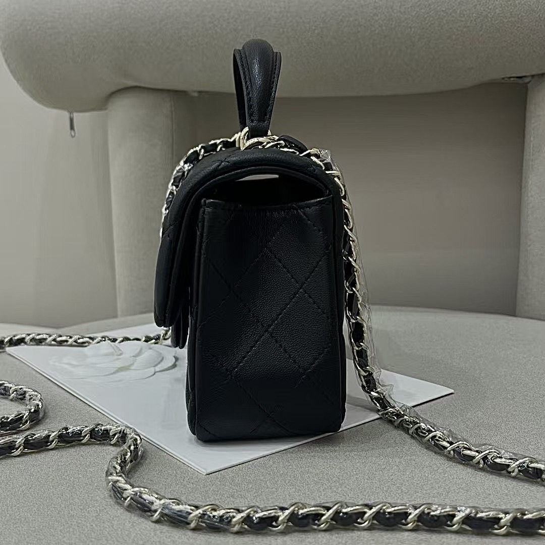 CF手柄包进口GR羊皮全钢五金手提包菱格纹链条包单肩包斜挎包