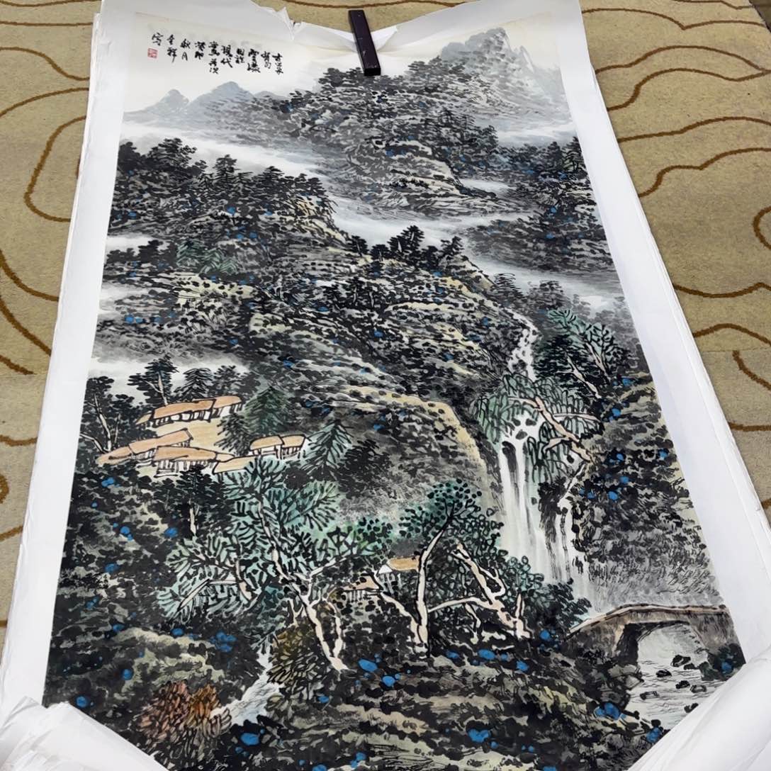 龙***爷国画薛全香六尺山水艺