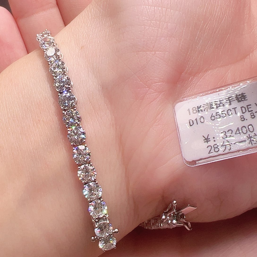 实验室培育钻石18K金镶嵌套链单颗28分，网球款手链