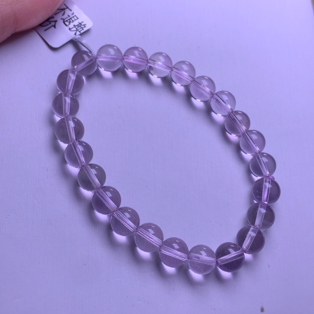 水晶手串银S925镶嵌梦幻紫水7+