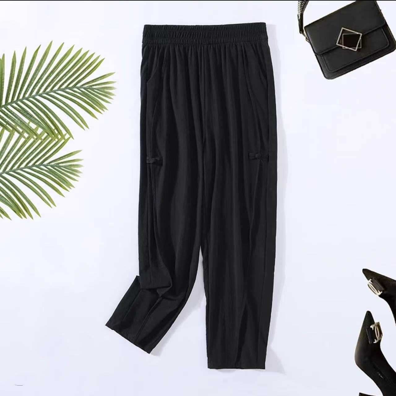 8551-国风汽球裤（黑色）面膜凉爽裤