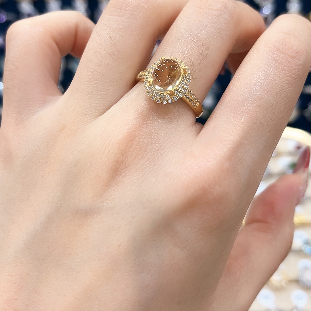 黄晶女款银S925镶嵌戒指