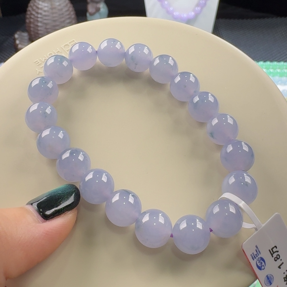 翡翠手链未镶嵌冰胶紫飘兰花手串卡10 韵味！