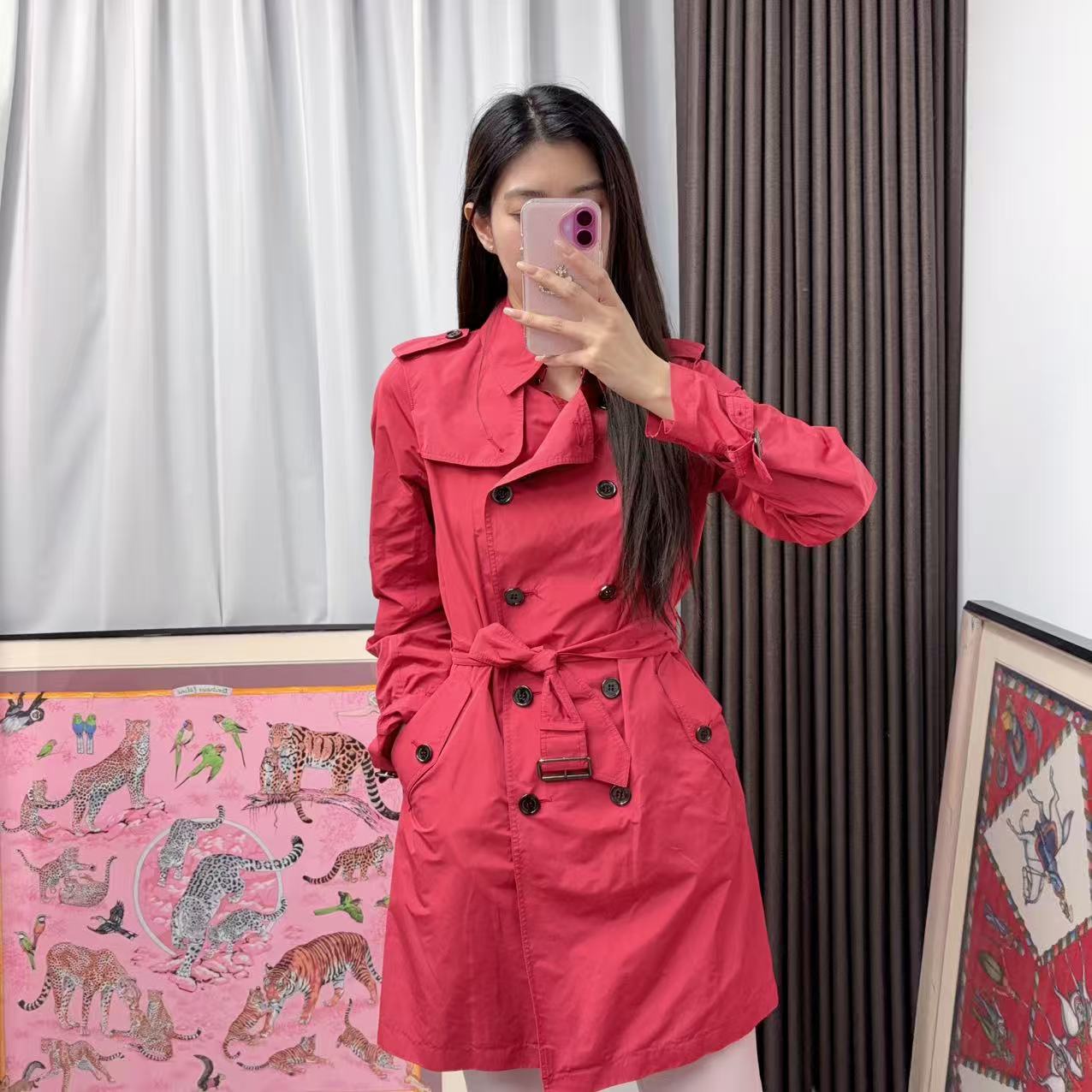 95新 BURBERRY/博柏利 麦殿/风衣红色/251128ZMP2Z10